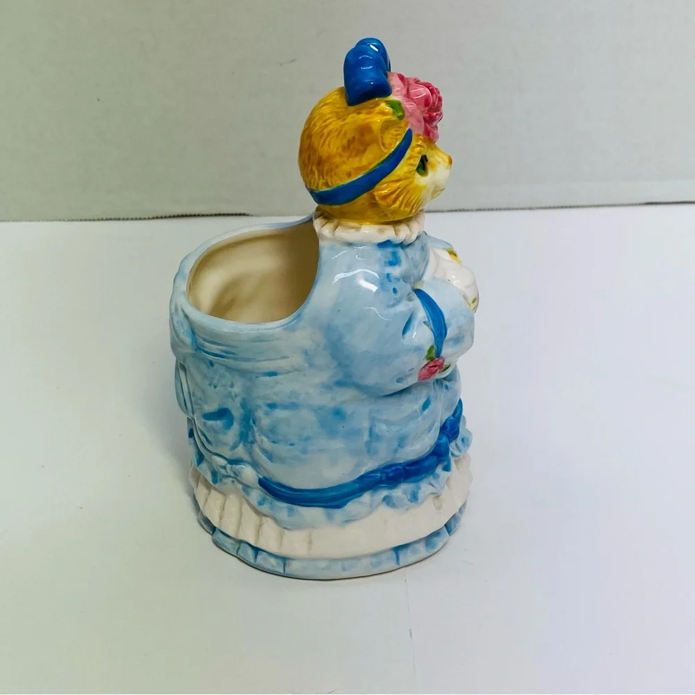 Otagiri Vintage Cat holding Teapot Utensil Holder Vase Planter EK Brownd Japan